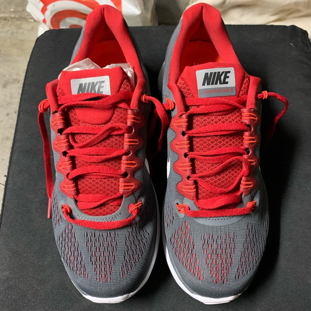 Nike Grey & Red Lunarlon Men’s Running Shoes